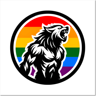 LGBTQ Pride Werewolf Anthro Furry Rainbow Logo Posters and Art